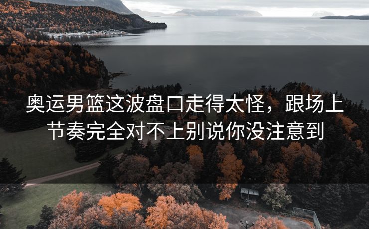 奥运男篮这波盘口走得太怪，跟场上节奏完全对不上别说你没注意到