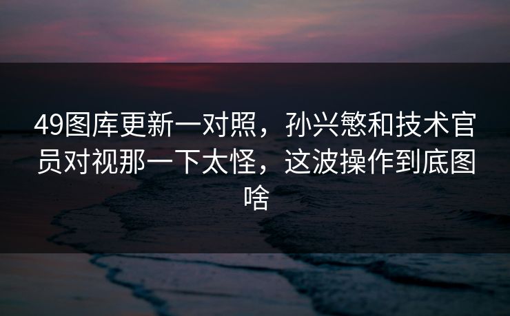 49图库更新一对照，孙兴慜和技术官员对视那一下太怪，这波操作到底图啥